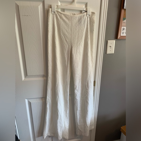 Black Halo Wide Leg Sequined White pants - Picture 3 of 15